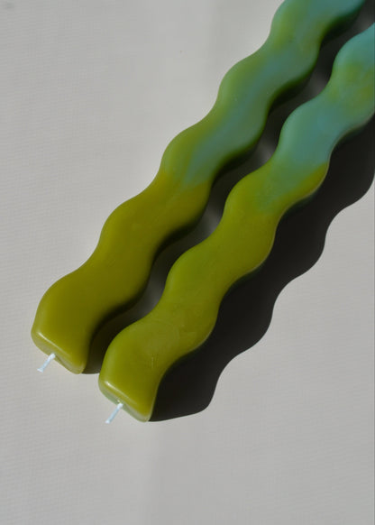 Wavy Beeswax Candlesticks - Set of 2
