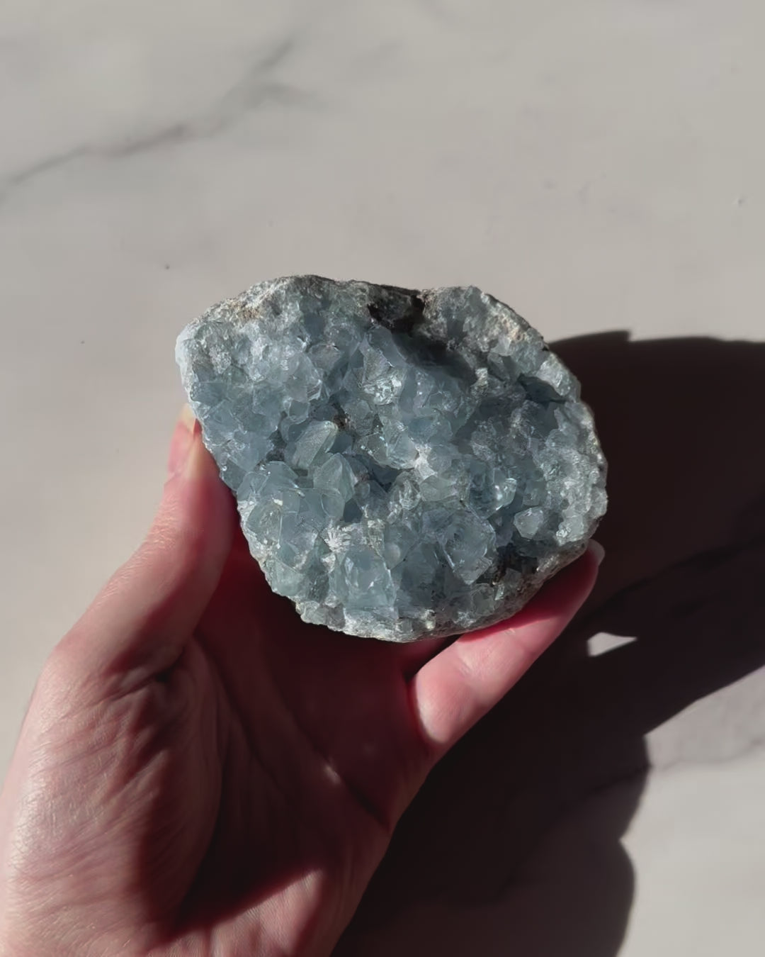 Natural Large Celestite Clusters